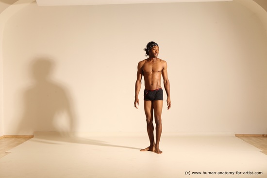 Underwear Man Black Athletic Black Dancing Dreadlocks Dynamic poses Academic