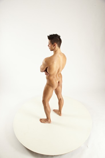 Nude Man White Muscular Short Blond Multi angles poses Realistic