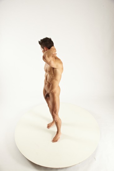 Nude Man White Muscular Short Blond Multi angles poses Realistic