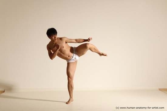 Underwear Martial art Man Asian Moving poses Average Short Black Dynamic poses Academic