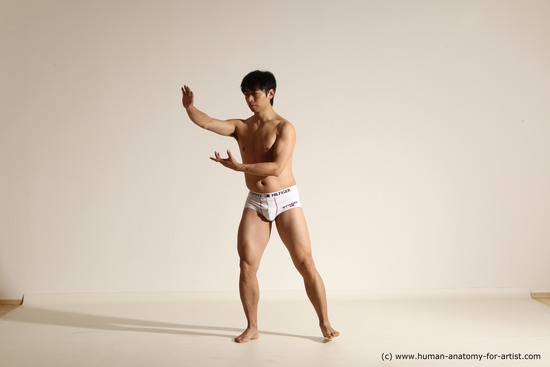 Underwear Martial art Man Asian Moving poses Average Short Black Dynamic poses Academic