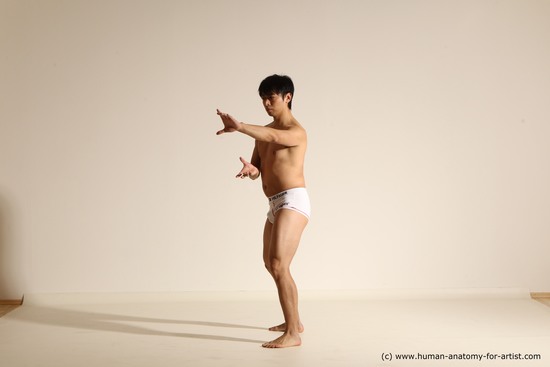 Underwear Martial art Man Asian Moving poses Average Short Black Dynamic poses Academic