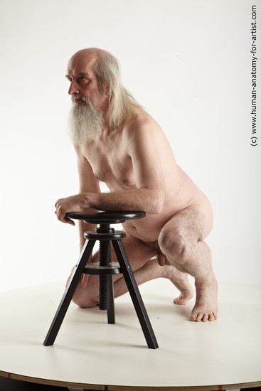 Nude Man White Kneeling poses - ALL Average Long Grey Kneeling poses - on one knee Realistic