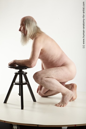 Nude Man White Kneeling poses - ALL Average Long Grey Kneeling poses - on one knee Realistic