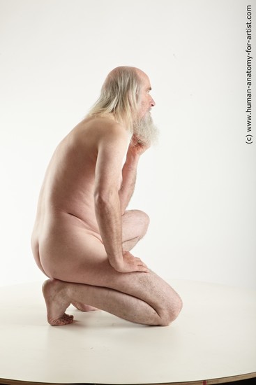 Nude Man White Kneeling poses - ALL Average Long Grey Kneeling poses - on one knee Realistic