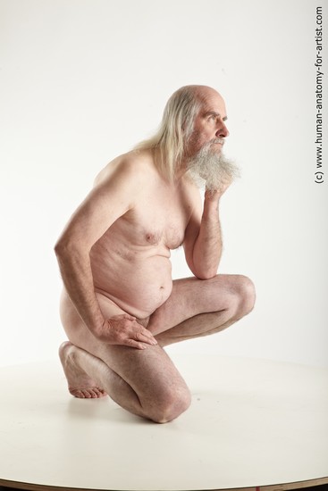 Nude Man White Kneeling poses - ALL Average Long Grey Kneeling poses - on one knee Realistic