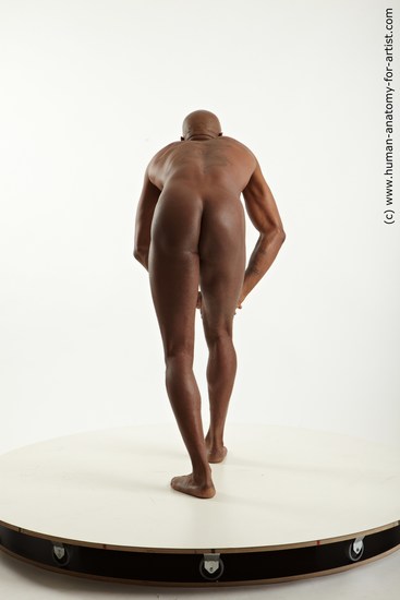 Nude Man Black Standing poses - ALL Slim Bald Standing poses - simple Realistic