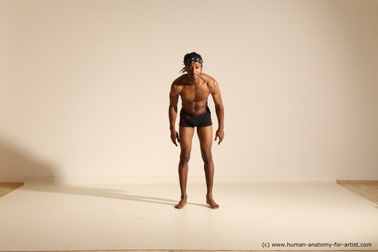 Underwear Man Black Athletic Black Dancing Dreadlocks Dynamic poses Academic