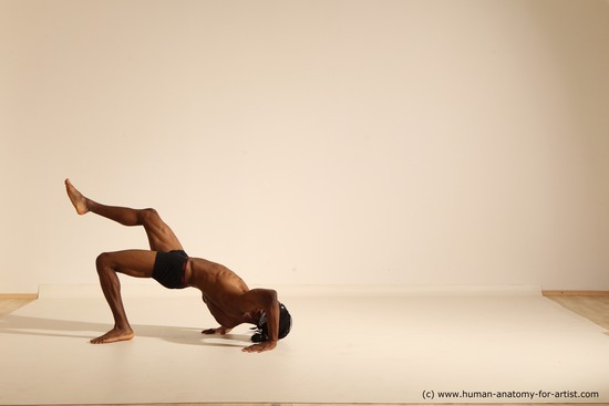 Underwear Man Black Athletic Black Dancing Dreadlocks Dynamic poses Academic