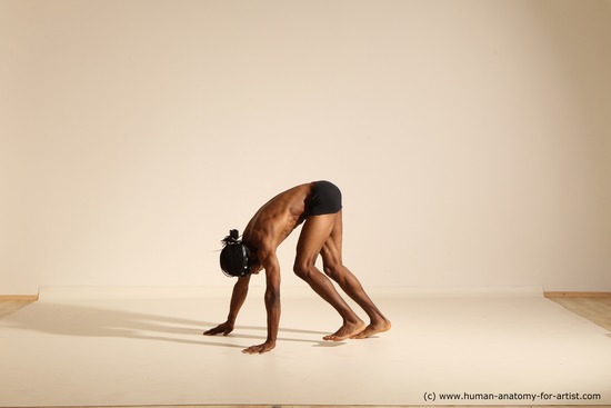 Underwear Man Black Athletic Black Dancing Dreadlocks Dynamic poses Academic