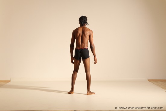 Underwear Man Black Athletic Black Dancing Dreadlocks Dynamic poses Academic