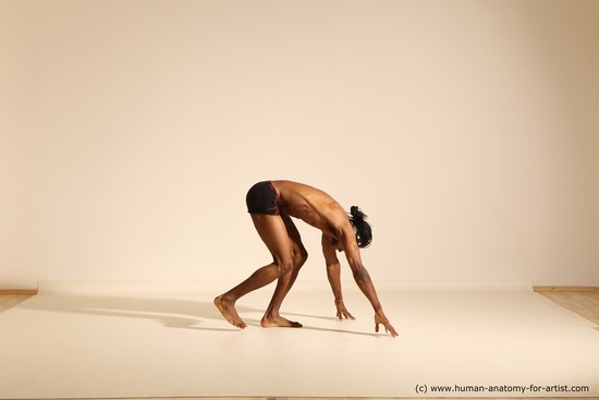 Underwear Man Black Athletic Black Dancing Dreadlocks Dynamic poses Academic