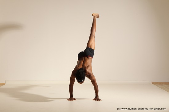 Underwear Man Black Athletic Black Dancing Dreadlocks Dynamic poses Academic