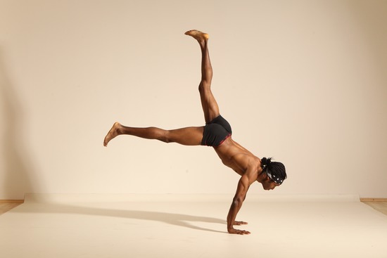 Underwear Man Black Athletic Black Dancing Dreadlocks Dynamic poses Academic