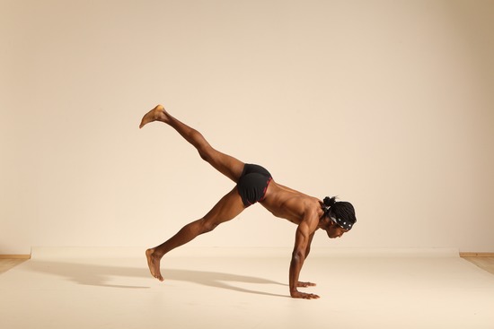 Underwear Man Black Athletic Black Dancing Dreadlocks Dynamic poses Academic