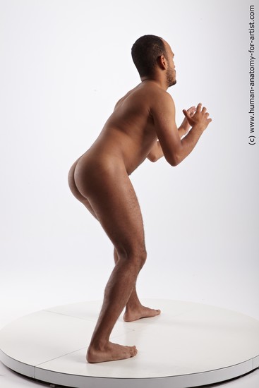 Nude Man Black Standing poses - ALL Average Short Black Standing poses - simple Realistic