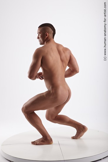 Nude Man Black Standing poses - ALL Muscular Short Black Standing poses - simple Realistic