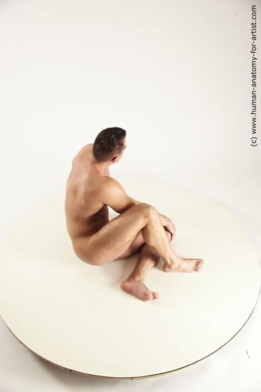 Nude Man White Muscular Short Brown Multi angles poses Realistic