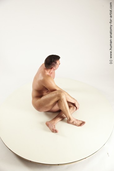 Nude Man White Muscular Short Brown Multi angles poses Realistic