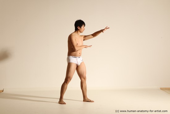 Underwear Martial art Man Asian Moving poses Average Short Black Dynamic poses Academic