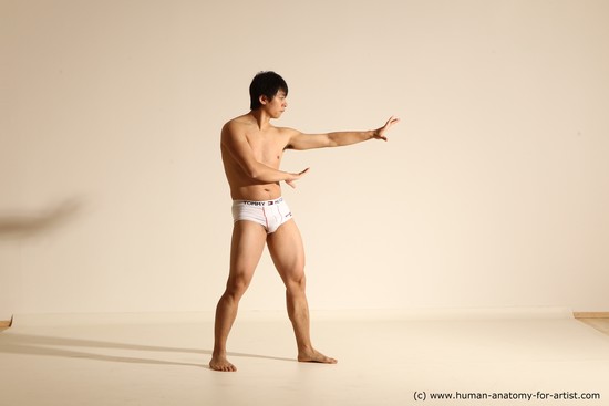 Underwear Martial art Man Asian Moving poses Average Short Black Dynamic poses Academic