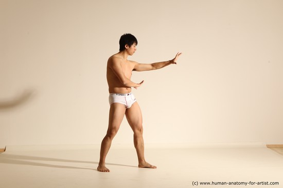 Underwear Martial art Man Asian Moving poses Average Short Black Dynamic poses Academic