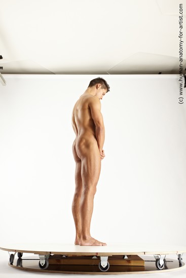 Nude Man White Standing poses - ALL Muscular Short Blond Standing poses - simple Multi angles poses Realistic