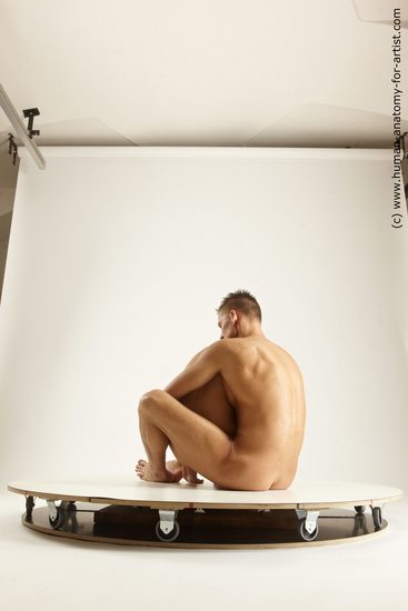 Nude Woman - Man White Sitting poses - simple Athletic Short Blond Sitting poses - ALL Multi angles poses Realistic