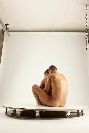 Nude Woman - Man White Sitting poses - simple Athletic Short Blond Sitting poses - ALL Multi angles poses Realistic