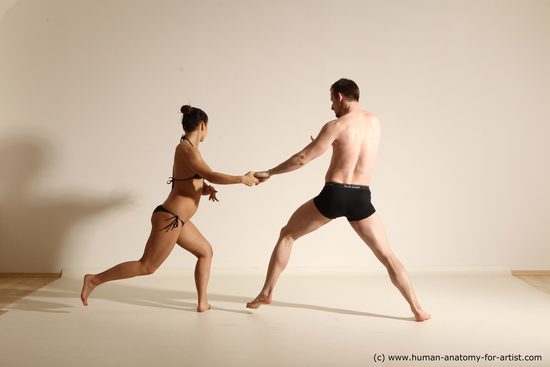 Underwear Woman - Man White Average Short Brown Dancing Dynamic poses Academic