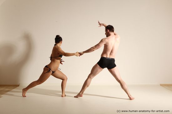 Underwear Woman - Man White Average Short Brown Dancing Dynamic poses Academic