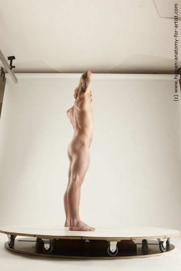 Nude Man White Standing poses - ALL Muscular Bald Standing poses - simple Multi angles poses Realistic