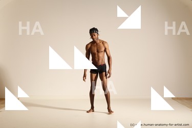 Underwear Man Black Athletic Black Dancing Dreadlocks Dynamic poses Academic