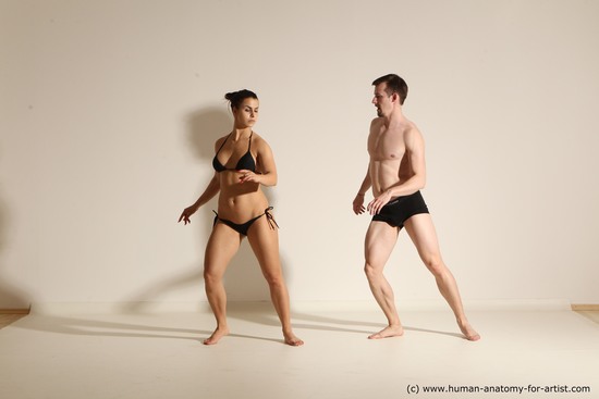 Woman - Man White Average Short Brown Dancing Dynamic poses Academic