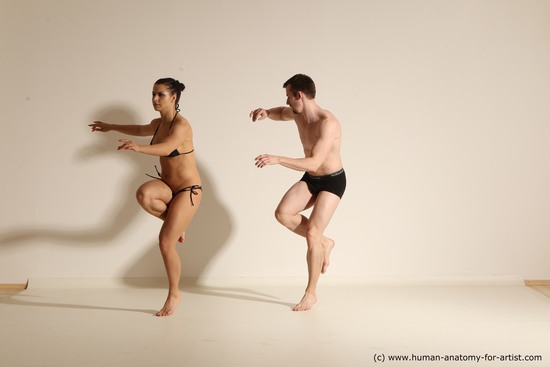 Woman - Man White Average Short Brown Dancing Dynamic poses Academic