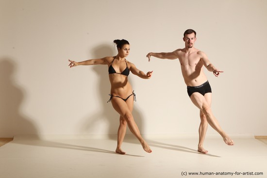 Woman - Man White Average Short Brown Dancing Dynamic poses Academic