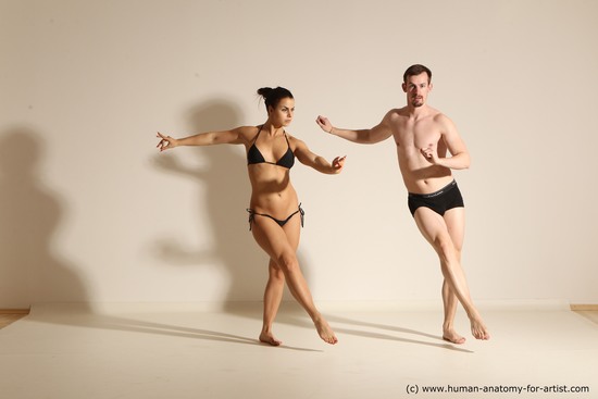 Woman - Man White Average Short Brown Dancing Dynamic poses Academic