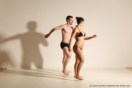 Woman - Man White Average Short Brown Dancing Dynamic poses Academic