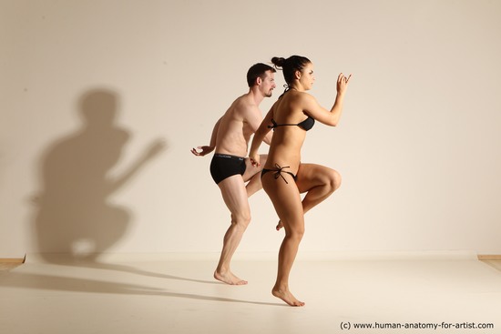 Woman - Man White Average Short Brown Dancing Dynamic poses Academic