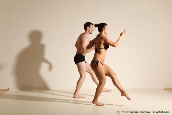 Woman - Man White Average Short Brown Dancing Dynamic poses Academic