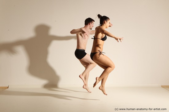 Woman - Man White Average Short Brown Dancing Dynamic poses Academic