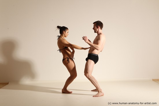 Woman - Man White Average Short Brown Dancing Dynamic poses Academic