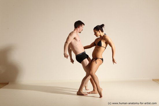 Woman - Man White Average Short Brown Dancing Dynamic poses Academic