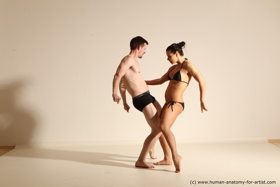 Woman - Man White Average Short Brown Dancing Dynamic poses Academic