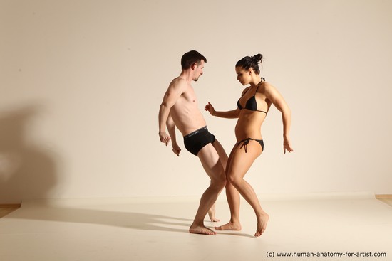 Woman - Man White Average Short Brown Dancing Dynamic poses Academic