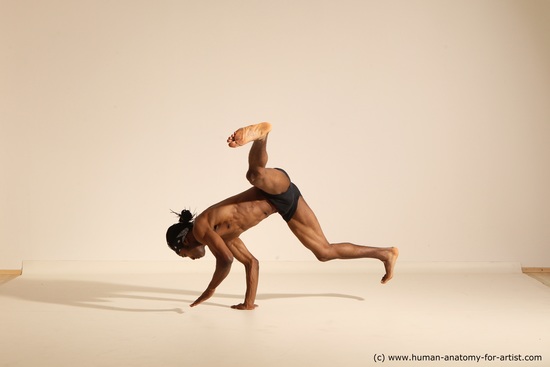 Underwear Man Another Athletic Black Dancing Dreadlocks Dynamic poses Academic