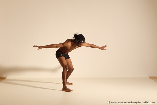 Underwear Man Another Athletic Black Dancing Dreadlocks Dynamic poses Academic