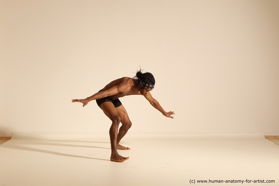 Underwear Man Another Athletic Black Dancing Dreadlocks Dynamic poses Academic