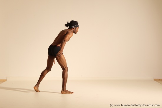 Underwear Man Another Athletic Black Dancing Dreadlocks Dynamic poses Academic