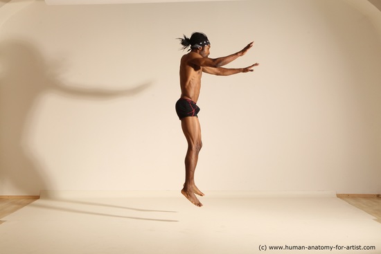 Underwear Man Another Athletic Black Dancing Dreadlocks Dynamic poses Academic